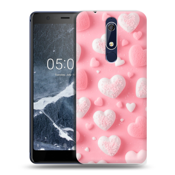 Силиконовый чехол на Nokia 5.1 с принтом Сердечки Силиконовый чехол на Nokia 5.1 с принтом Сердечки