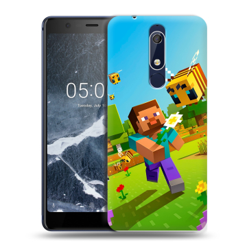 Силиконовый чехол на Nokia 5.1 с принтом Майнкрафт Minecraft Силиконовый чехол на Nokia 5.1 с принтом Майнкрафт Minecraft