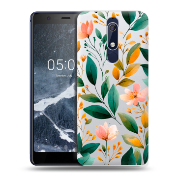 Силиконовый чехол на Nokia 5.1 с принтом Цветы паттерн