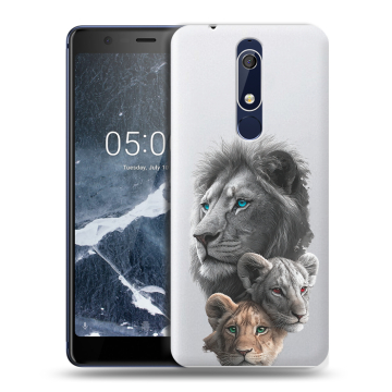 Силиконовый чехол на Nokia 5.1 с принтом Львы