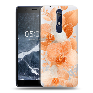 Силиконовый чехол на Nokia 5.1 с принтом Бежевые цветы