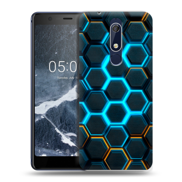 Силиконовый чехол на Nokia 5.1 с принтом Неоновые соты