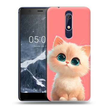 Силиконовый чехол на Nokia 5.1 с принтом Розовый котенок