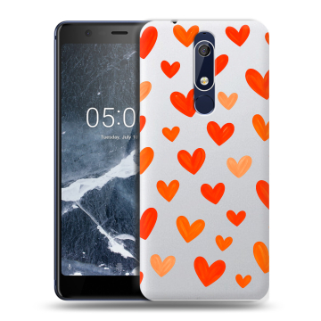 Силиконовый чехол на Nokia 5.1 с принтом Сердечки