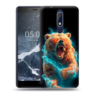 Силиконовый чехол на Nokia 5.1 с принтом Медведь