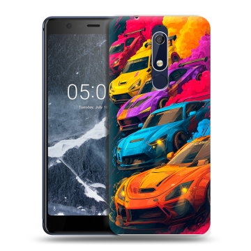 Силиконовый чехол на Nokia 5.1 с принтом Тачки