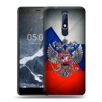 Силиконовый чехол на Nokia 5.1 с принтом Флаг России Силиконовый чехол на Nokia 5.1 с принтом Флаг России