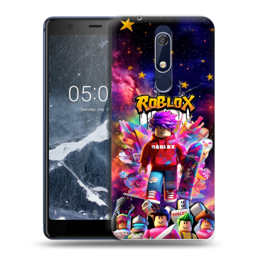 Силиконовый чехол на Nokia 5.1 с принтом Roblox Роблокс