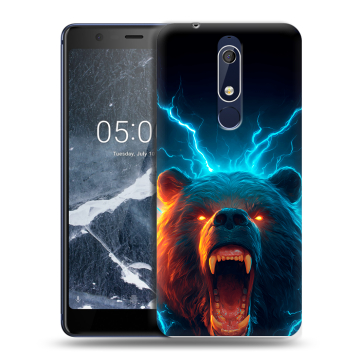 Силиконовый чехол на Nokia 5.1 с принтом Медведь