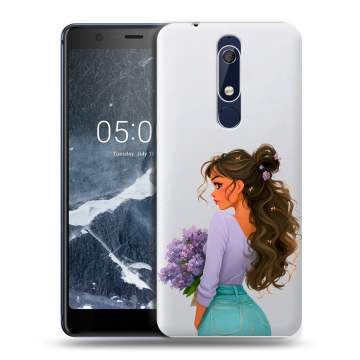 Силиконовый чехол на Nokia 5.1 с принтом девушка цветы