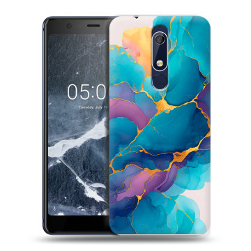 Силиконовый чехол на Nokia 5.1 с принтом Мрамор блестки