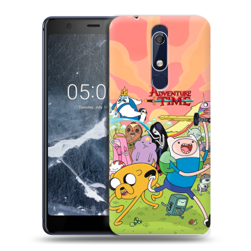 Силиконовый чехол на Nokia 5.1 с принтом Adventure time Время приключений