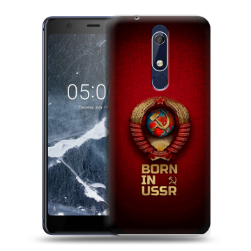 Силиконовый чехол на Nokia 5.1 с принтом Флаг Герб СССР