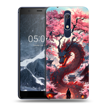 Силиконовый чехол на Nokia 5.1 с принтом Дракон Японский