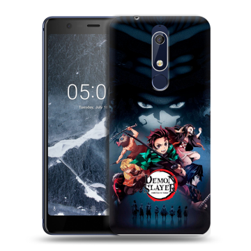 Силиконовый чехол на Nokia 5.1 с принтом Demon Slayer Клинок рассекающий демонов
