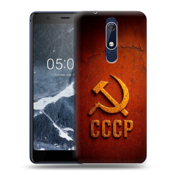 Силиконовый чехол на Nokia 5.1 с принтом Флаг Герб СССР