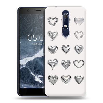 Силиконовый чехол на Nokia 5.1 с принтом Y2K сердечки