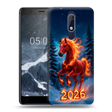Силиконовый чехол на Nokia 5.1 с принтом Новый год коня