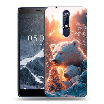 Силиконовый чехол на Nokia 5.1 с принтом Новый год Силиконовый чехол на Nokia 5.1 с принтом Новый год