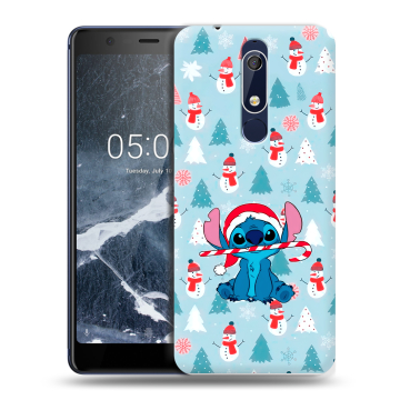 Силиконовый чехол на Nokia 5.1 с принтом Стич Новый год Силиконовый чехол на Nokia 5.1 с принтом Стич Новый год