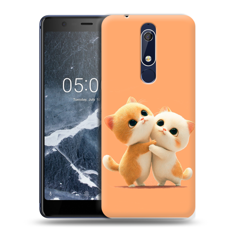 Силиконовый противоударный чехол на Nokia 5.1 с принтом Милые котики Силиконовый противоударный чехол на Nokia 5.1 с принтом Милые котики