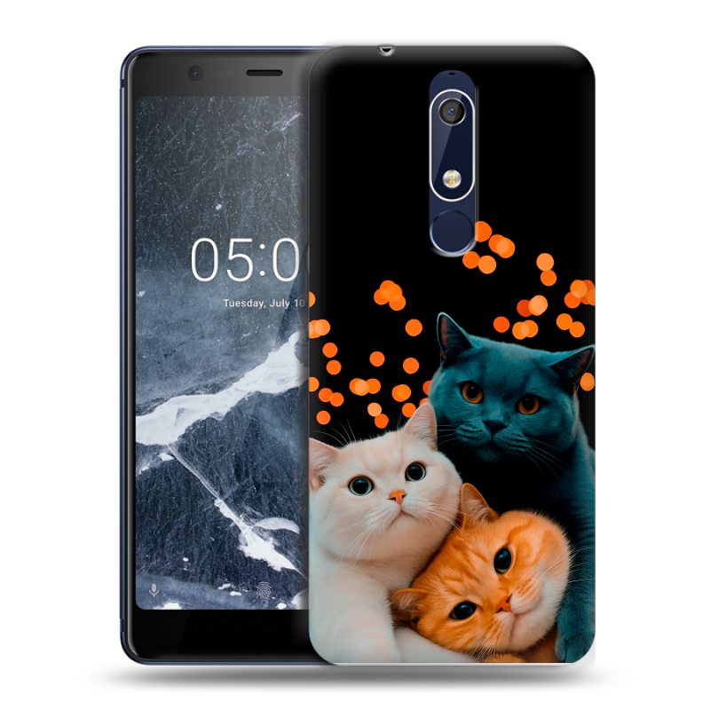 Пластиковый чехол на Nokia 5.1 с принтом Кошки Пластиковый чехол на Nokia 5.1 с принтом Кошки