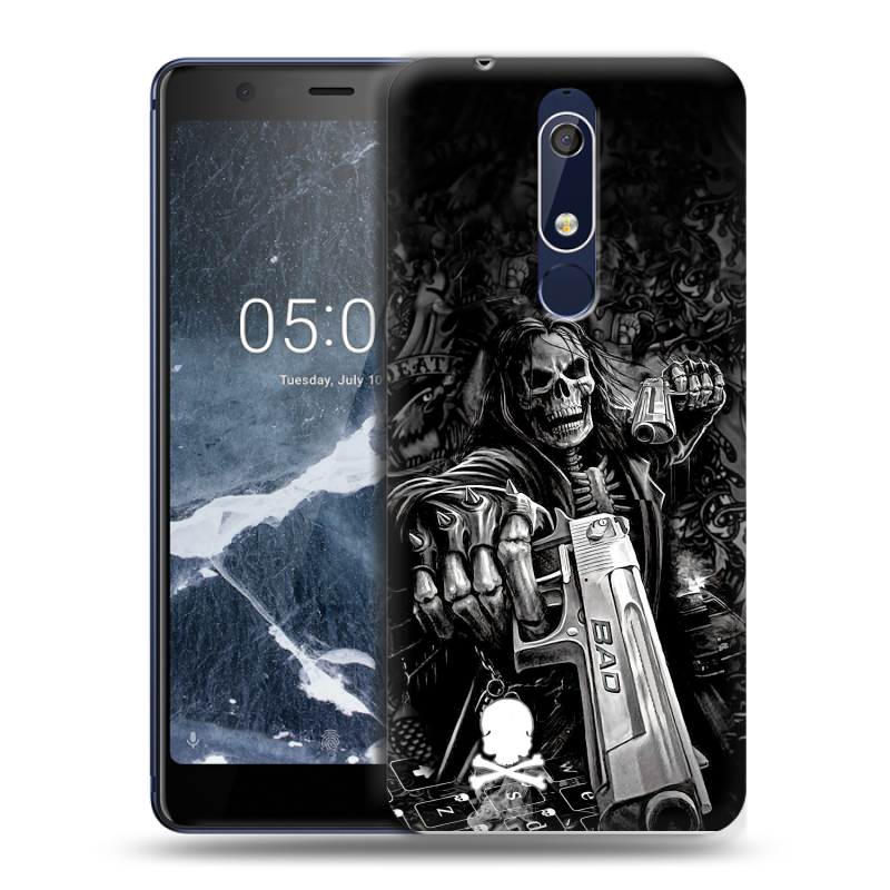 Силиконовый противоударный чехол на Nokia 5.1 с принтом Скелет Силиконовый противоударный чехол на Nokia 5.1 с принтом Скелет