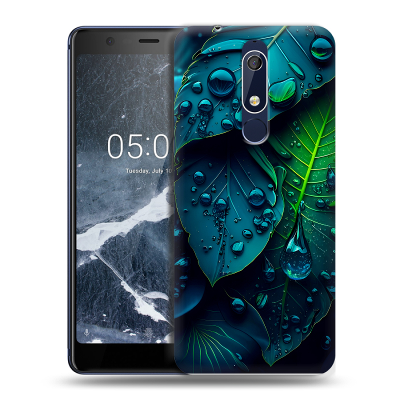 Силиконовый чехол на Nokia 5.1 с принтом Листья Силиконовый чехол на Nokia 5.1 с принтом Листья