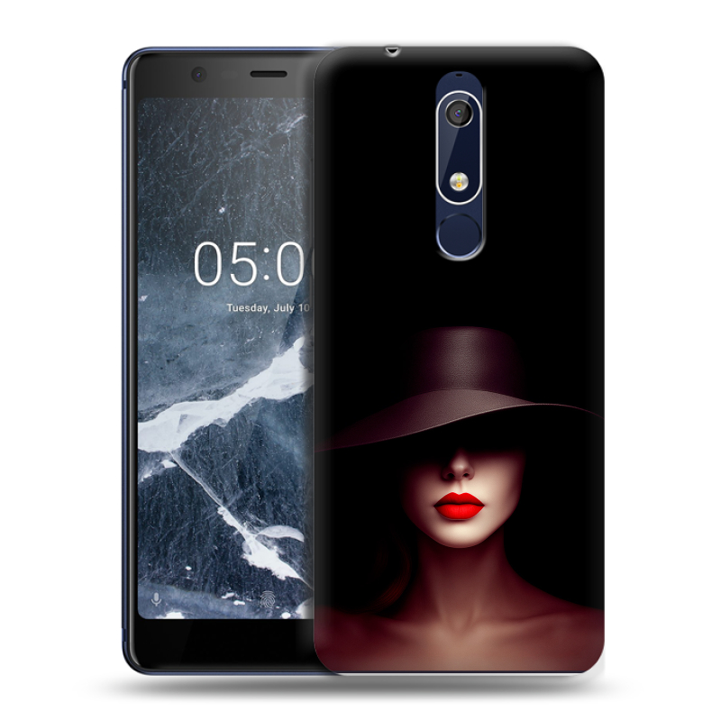 Пластиковый чехол на Nokia 5.1 с принтом Девушка в шляпе Пластиковый чехол на Nokia 5.1 с принтом Девушка в шляпе