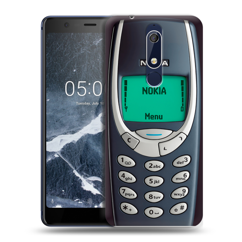 Силиконовый чехол на Nokia 5.1 с принтом Старый телефон Силиконовый чехол на Nokia 5.1 с принтом Старый телефон