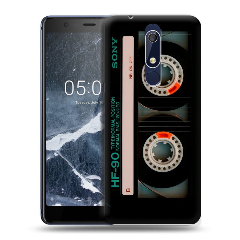 Силиконовый противоударный чехол на Nokia 5.1 с принтом Кассета Силиконовый противоударный чехол на Nokia 5.1 с принтом Кассета
