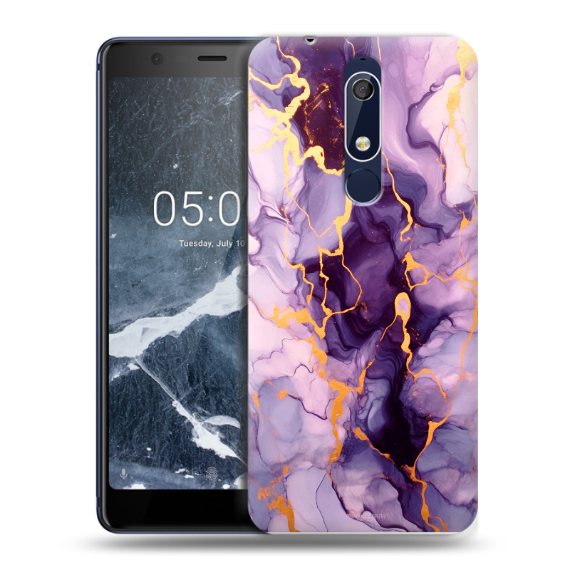 Силиконовый чехол на Nokia 5.1 с принтом Мрамор Силиконовый чехол на Nokia 5.1 с принтом Мрамор