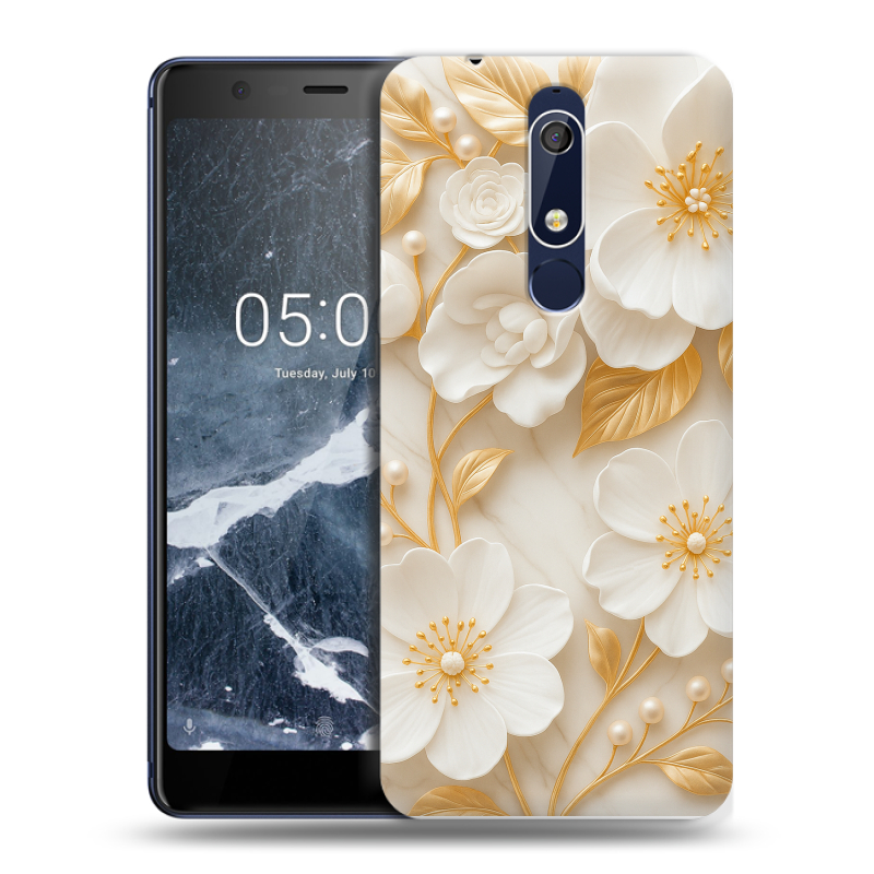 Пластиковый чехол на Nokia 5.1 с принтом Цветы Пластиковый чехол на Nokia 5.1 с принтом Цветы