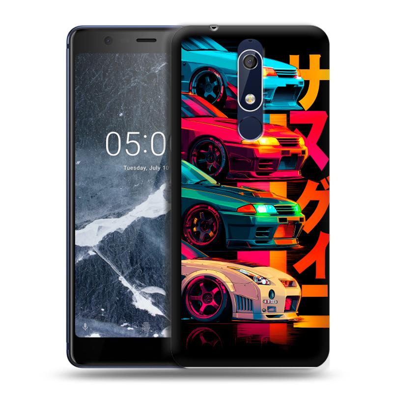 Пластиковый чехол на Nokia 5.1 с принтом Гоночные машины Пластиковый чехол на Nokia 5.1 с принтом Гоночные машины