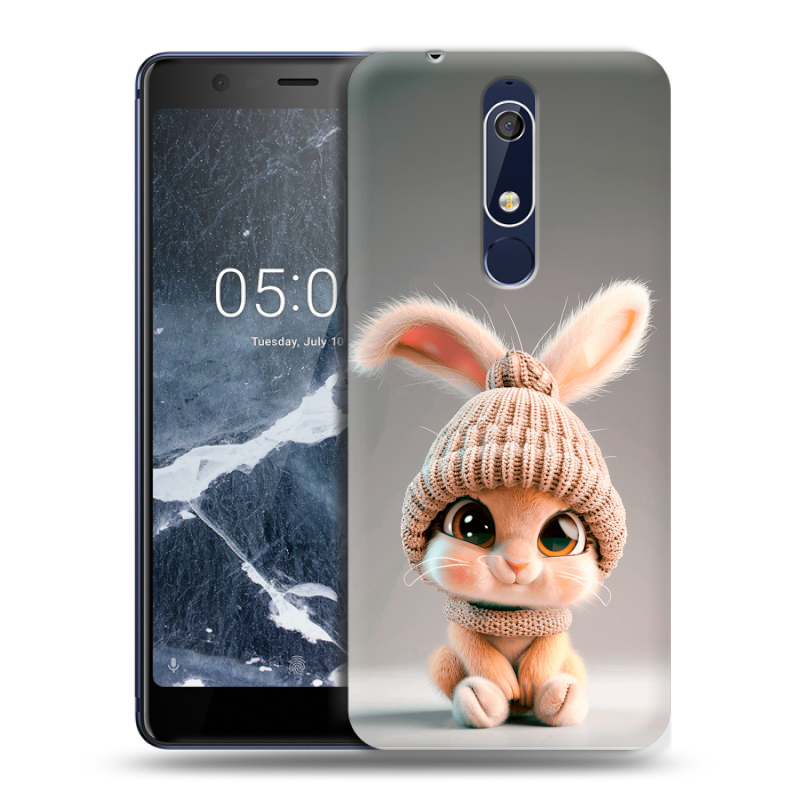 Силиконовый противоударный чехол на Nokia 5.1 с принтом Кролик Силиконовый противоударный чехол на Nokia 5.1 с принтом Кролик
