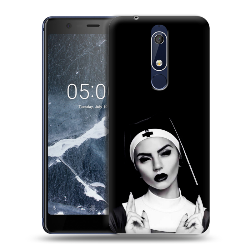 Силиконовый чехол на Nokia 5.1 с принтом монашка Силиконовый чехол на Nokia 5.1 с принтом монашка