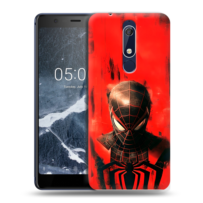 Силиконовый чехол на Nokia 5.1 с принтом человек паук spiderman Силиконовый чехол на Nokia 5.1 с принтом человек паук spiderman