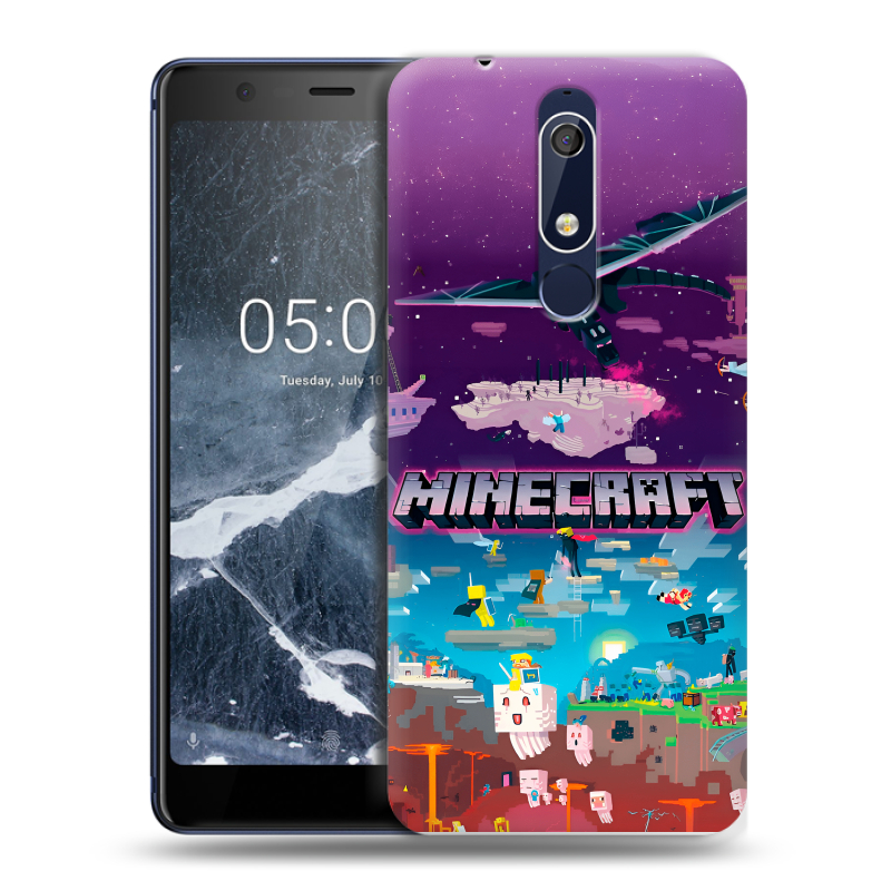 Силиконовый чехол на Nokia 5.1 с принтом Майнкрафт Minecraft Силиконовый чехол на Nokia 5.1 с принтом Майнкрафт Minecraft