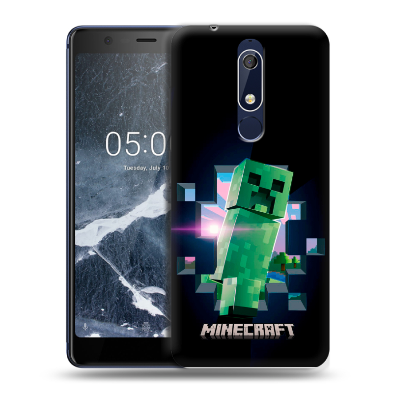 Силиконовый чехол на Nokia 5.1 с принтом Майнкрафт Minecraft Силиконовый чехол на Nokia 5.1 с принтом Майнкрафт Minecraft