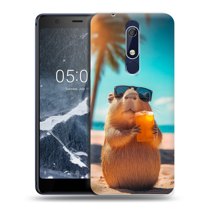 Пластиковый чехол на Nokia 5.1 с принтом Капибара Пластиковый чехол на Nokia 5.1 с принтом Капибара