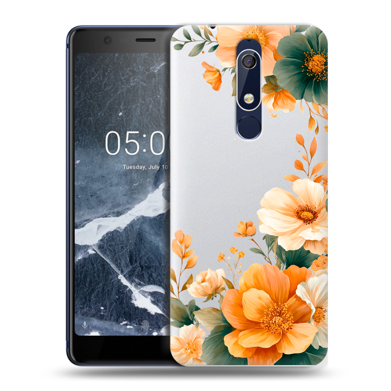Силиконовый чехол на Nokia 5.1 с принтом Цветы принт Силиконовый чехол на Nokia 5.1 с принтом Цветы принт