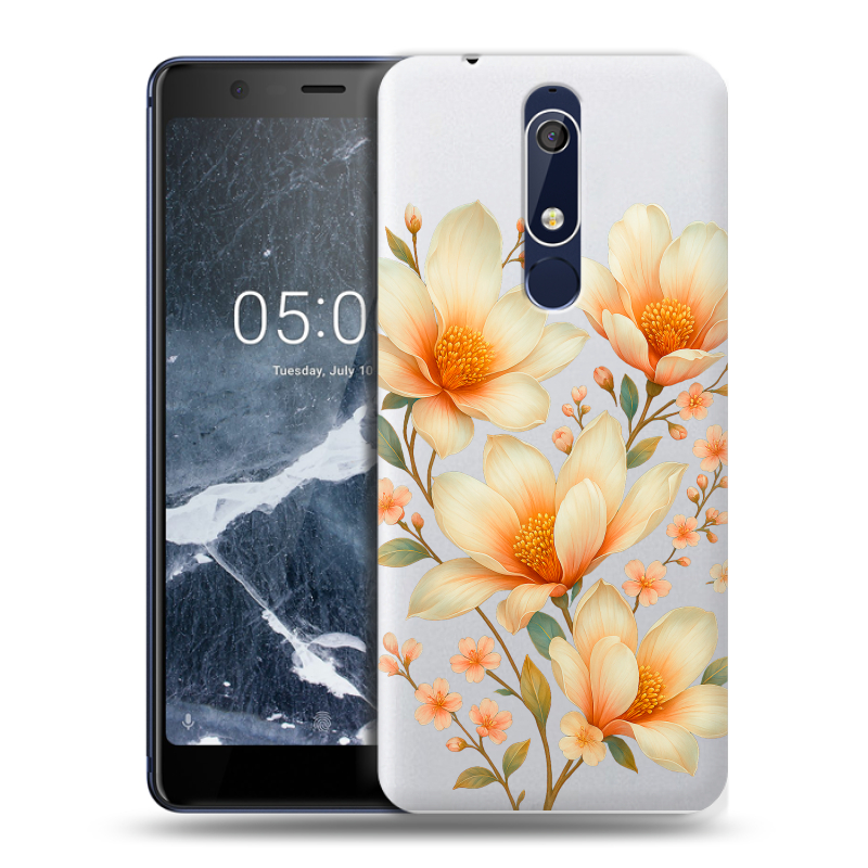 Пластиковый чехол на Nokia 5.1 с принтом Цветы Пластиковый чехол на Nokia 5.1 с принтом Цветы