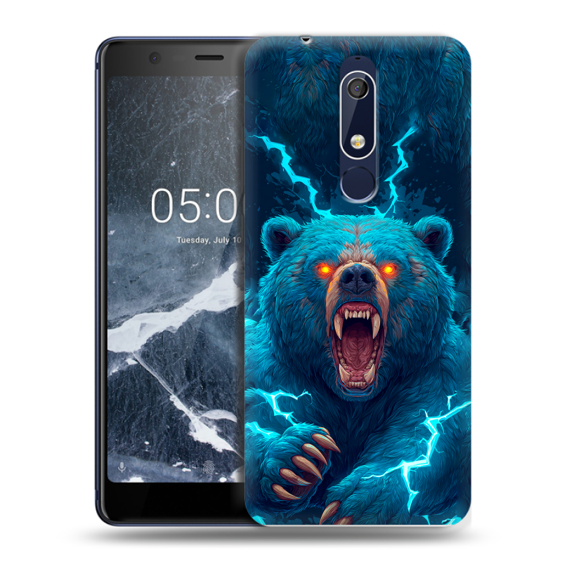 Пластиковый чехол на Nokia 5.1 с принтом Медведь Пластиковый чехол на Nokia 5.1 с принтом Медведь