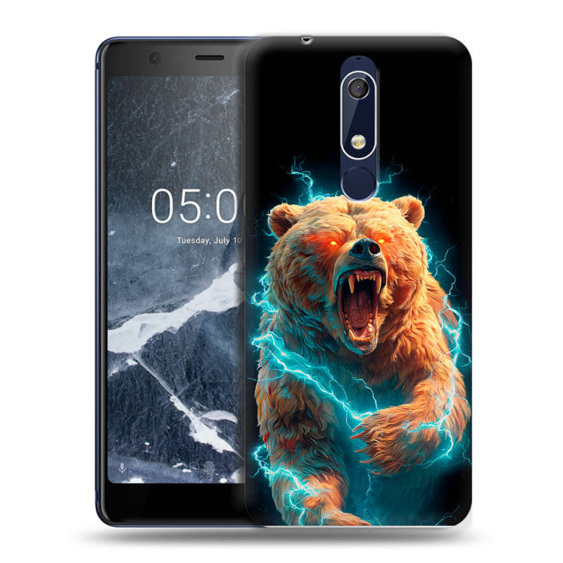 Силиконовый чехол на Nokia 5.1 с принтом Медведь Силиконовый чехол на Nokia 5.1 с принтом Медведь