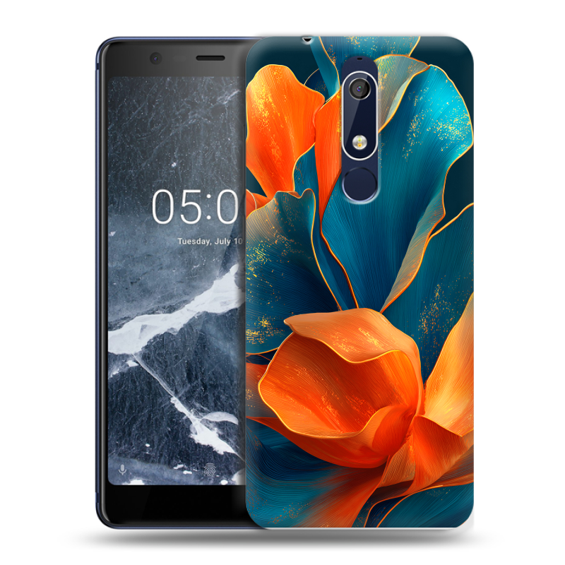 Силиконовый чехол на Nokia 5.1 с принтом Цветы Силиконовый чехол на Nokia 5.1 с принтом Цветы