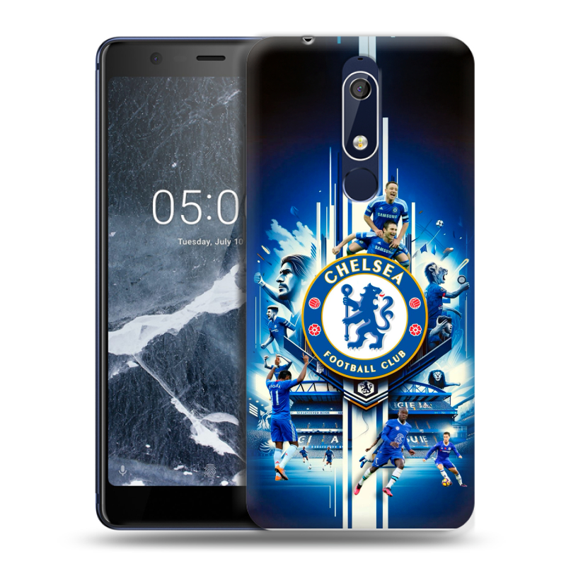 Силиконовый противоударный чехол на Nokia 5.1 с принтом Chelsea Челси Силиконовый противоударный чехол на Nokia 5.1 с принтом Chelsea Челси