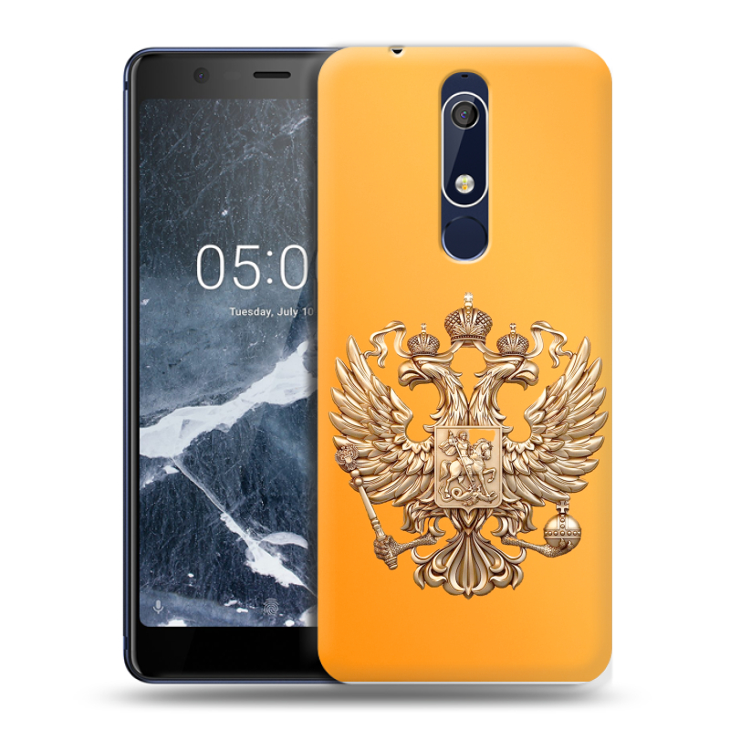 Пластиковый чехол на Nokia 5.1 с принтом Герб Флаг России Пластиковый чехол на Nokia 5.1 с принтом Герб Флаг России