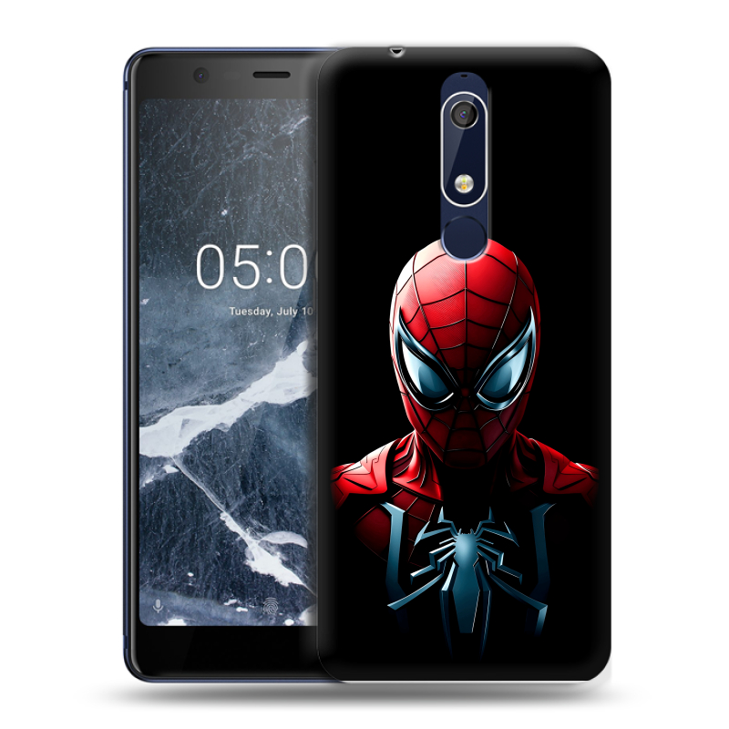 Силиконовый противоударный чехол на Nokia 5.1 с принтом Spiderman Человек паук Силиконовый противоударный чехол на Nokia 5.1 с принтом Spiderman Человек паук