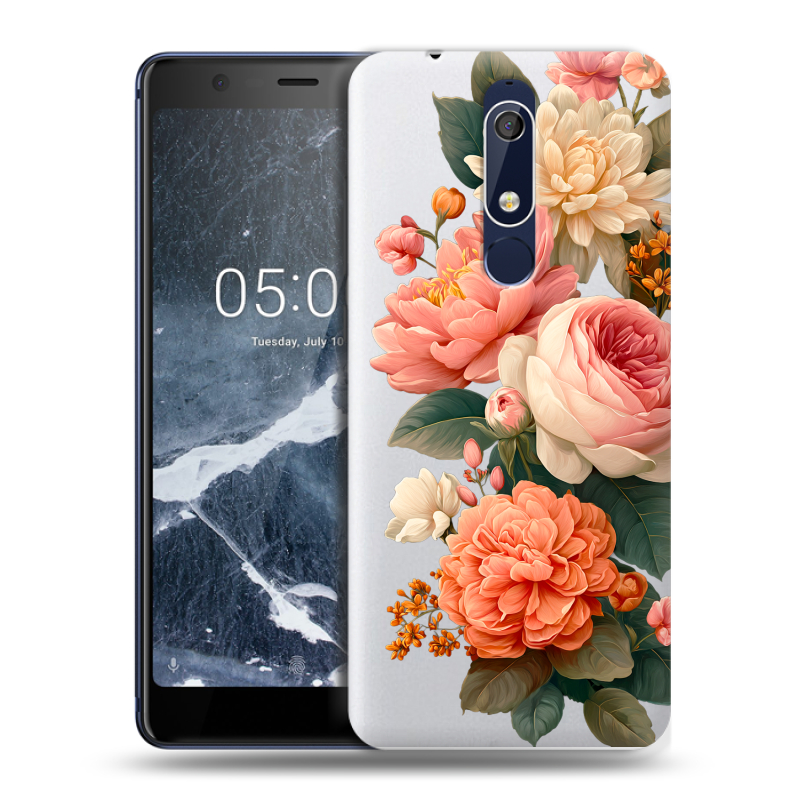 Пластиковый чехол на Nokia 5.1 с принтом цветы Пластиковый чехол на Nokia 5.1 с принтом цветы