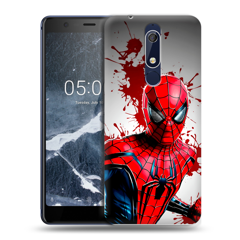 Пластиковый чехол на Nokia 5.1 с принтом Spiderman Человек паук Пластиковый чехол на Nokia 5.1 с принтом Spiderman Человек паук